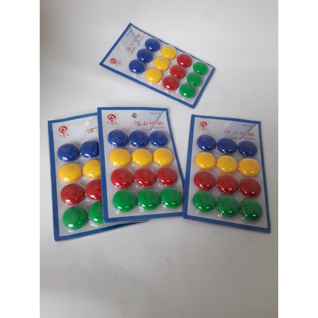 Vỉ 12 nam châm dính bảng từ loại nhỏ, đường kính 2cm٩۶