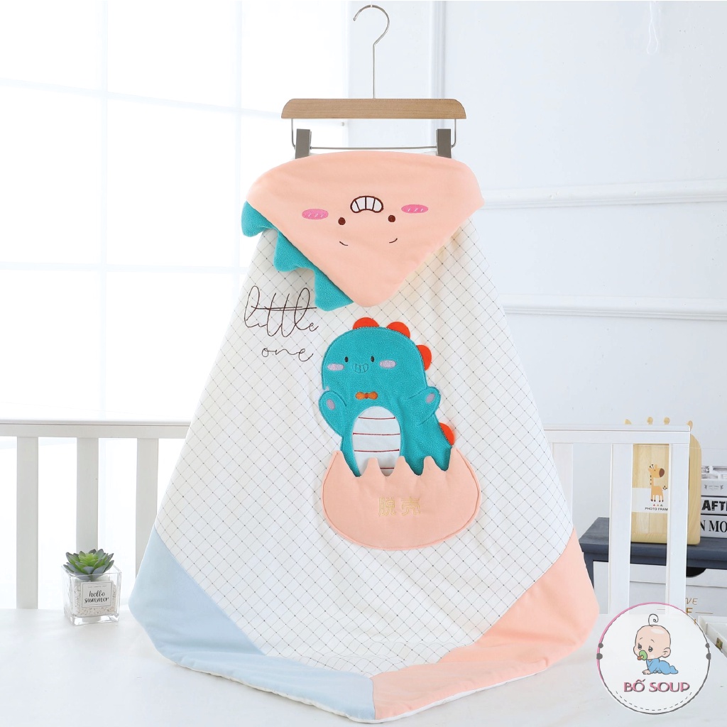 Chăn ủ cho bé sơ sinh hình họa tiết chất liệu cotton an toàn cho bé
