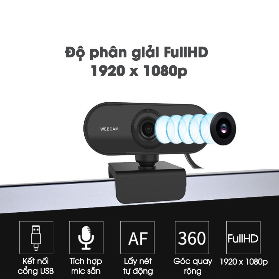 Webcam HD 1080p thích hợp dạy học trực tuyến dành cho PC / TV / máy tính để bàn