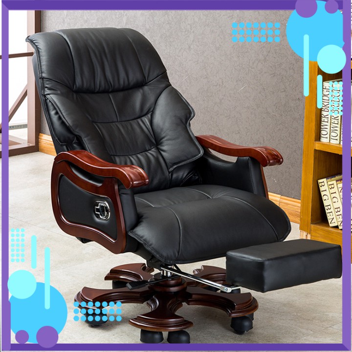 Ghế Chủ Tịch - Ghế Giám Đốc - Ghế Làm Việc Văn Phòng Da Có Massage Toàn Thân, Ngả Lưng 180 độ, Kèm Để Chân Cao Cấp.