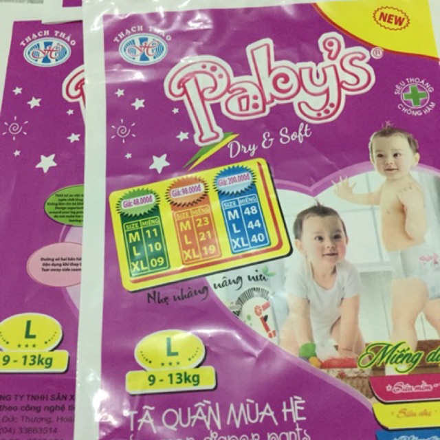 Combo 8 gói bỉm quần pabys size L 80 miếng +KM