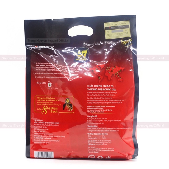 Cà phê Trung nguyên Hoà tan G7 bịch 50 gói