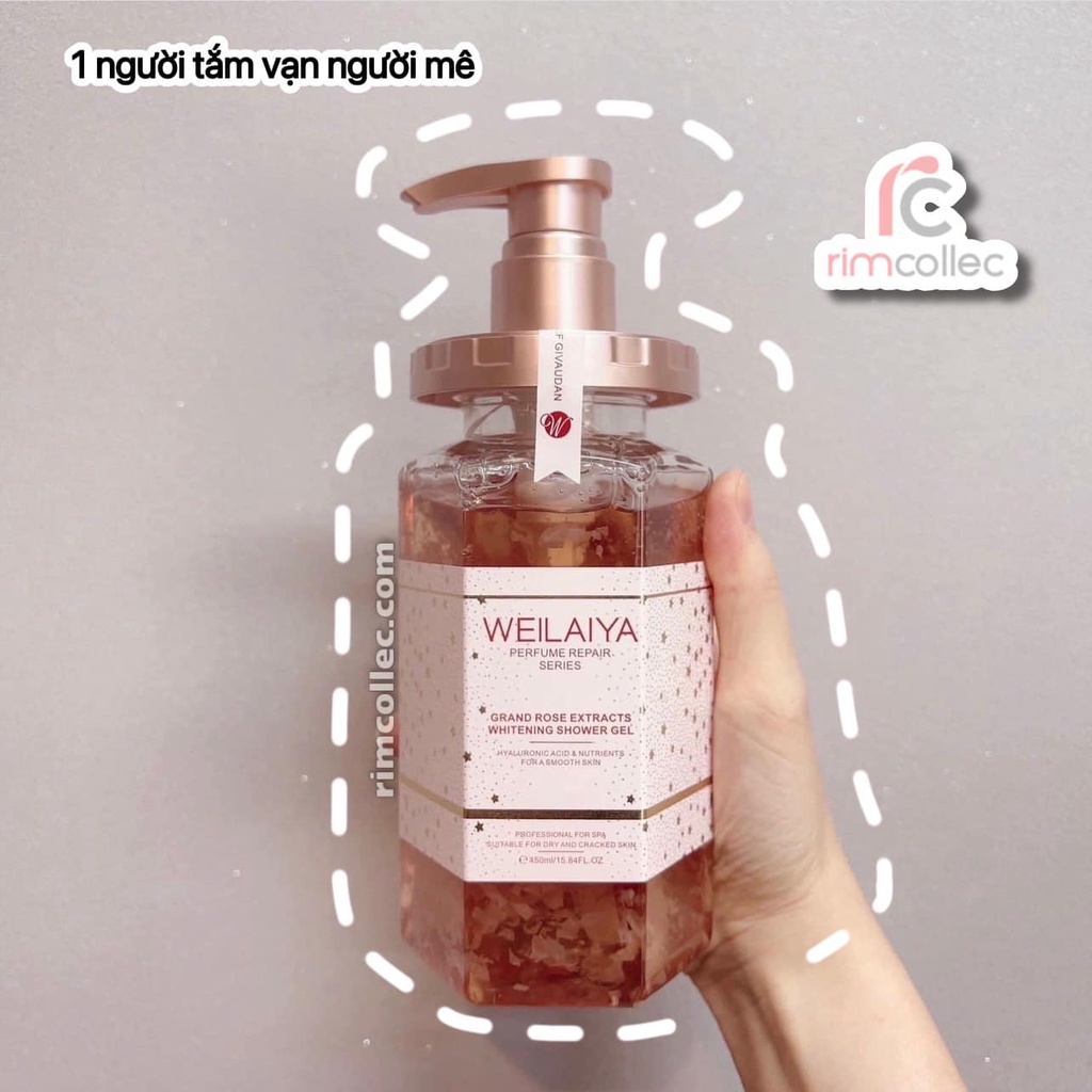 Sữa tắm trắng da weilaiya cánh hoa hồng Damask