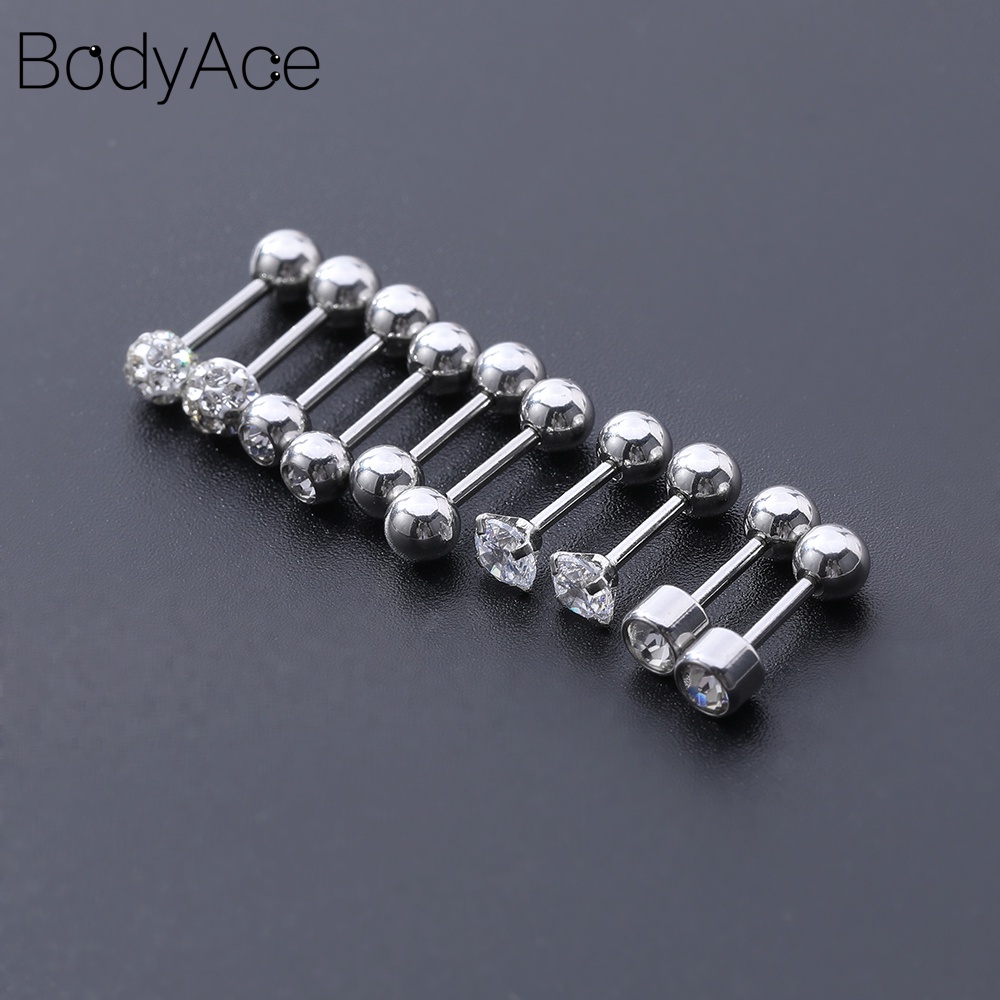 Set 10 Khuyên Tai Thép Không Gỉ Đính Đá Pha Lê Thời Trang