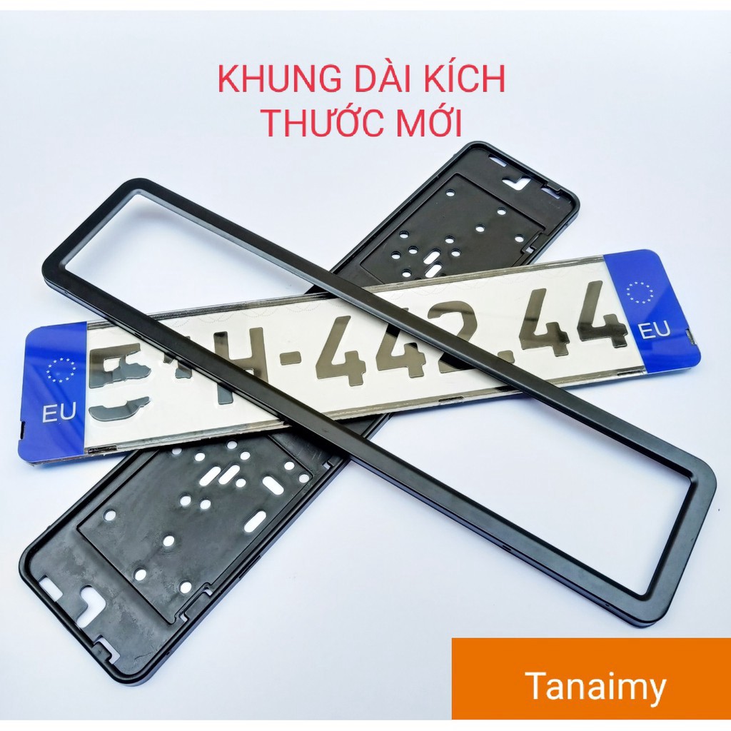 Khung biển số ô tô dài mới viền màu đen
