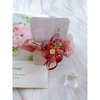 Cột tóc nữ Scrunchie vải voan hoa đính đá nữ tính