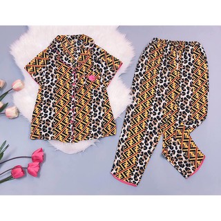 Pijama Lụa Đũi Cộc Tay Quần Dài Bigsize