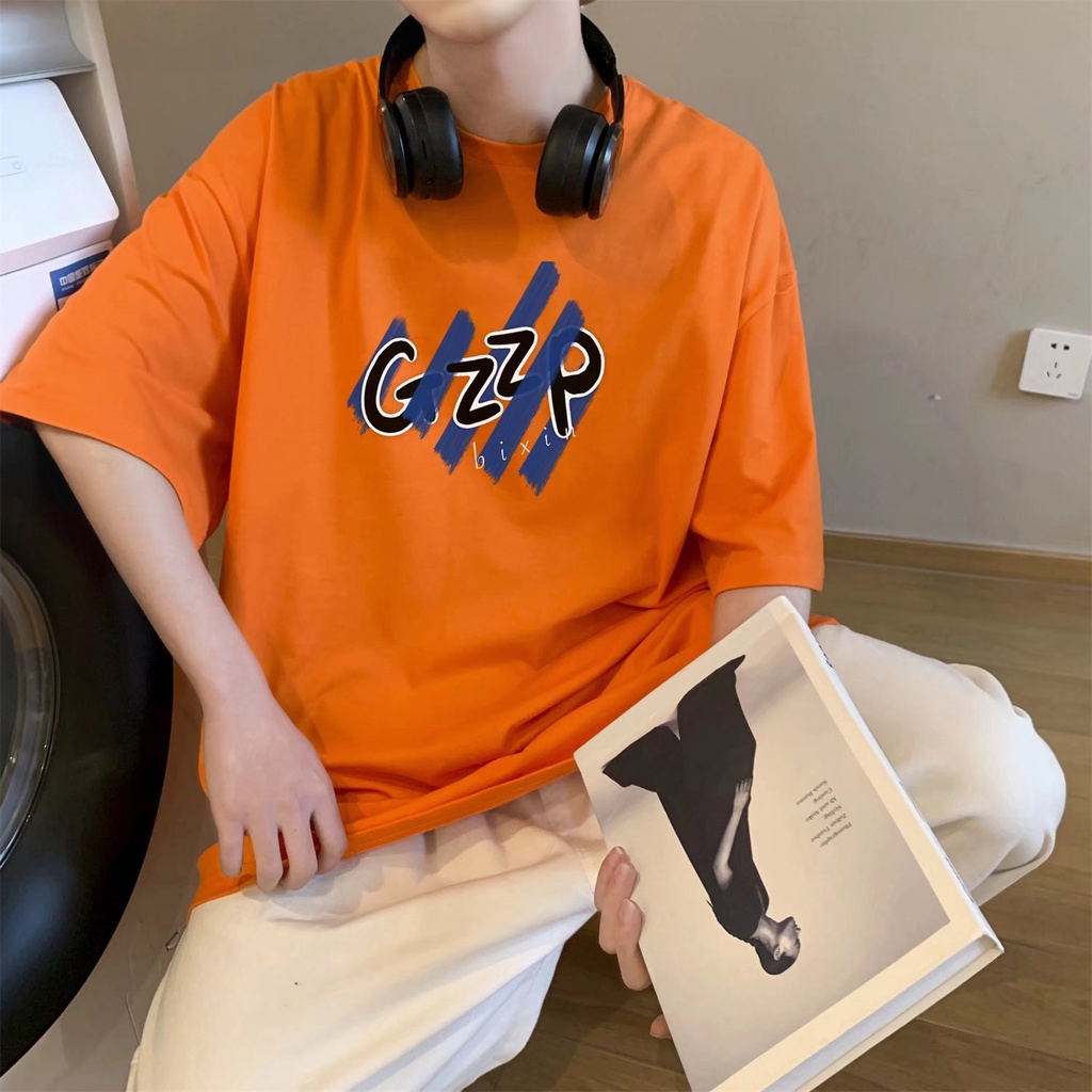 [M-8XL] Nhật Bản ​Áo Thun Tay Ngắn Dáng Rộng In Chữ Phong Cách Hip Hop Thời Trang Mùa Hè Cho Nam