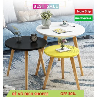 Bàn tròn sofa bàn trà phòng khách chân gỗ tự nhiên, phong cách vintage, có thể làm bàn trà bệt hoặc bàn trà sofa thumbnail