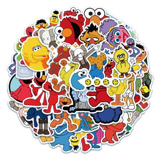 KAWS Set 10 / 25 / 50 Miếng Dán Trang Trí Chống Thấm Nước Hình Nhân Vật Hoạt Hình Sesame Street 2