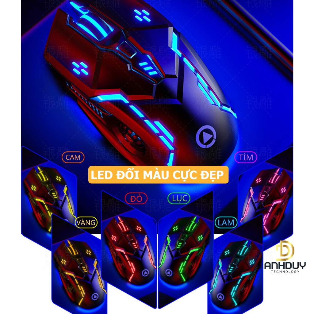 Chuột máy tính có dây Yindiao G5 click silent 3200 DPI Led 7 màu đẹp thiết kế gaming chính xác cao - Hàng chính hãng