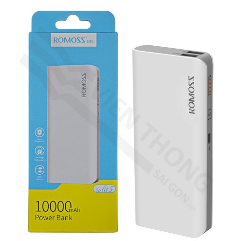 Pin sạc dự phòng 10.000mah Romoss Solit 5 (Trắng)