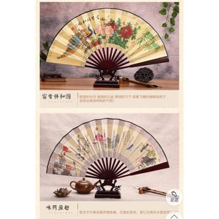 Cổ trang quạt xếp cầm tay bằng giấy và vải