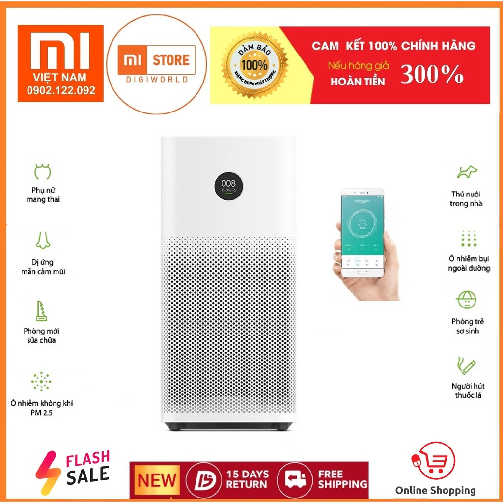 Máy lọc không khí Xiaomi Mi Air Purifier 2S (Bảo Hành 12 Tháng 1 Đổi 1)- Chính hãng Digiworld