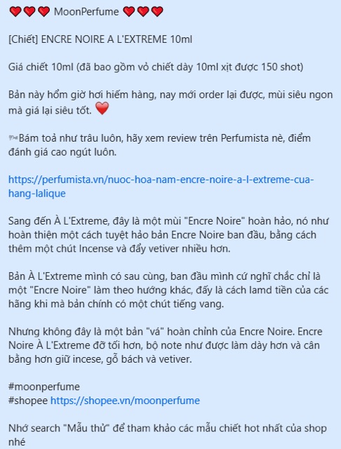 [Mẫu thử] Nước Hoa Nam Encre Noire A L'extreme | Thế Giới Skin Care