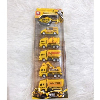 Set 6 xe ô tô công trường, máy bay đồ chơi chạy cót cho bé