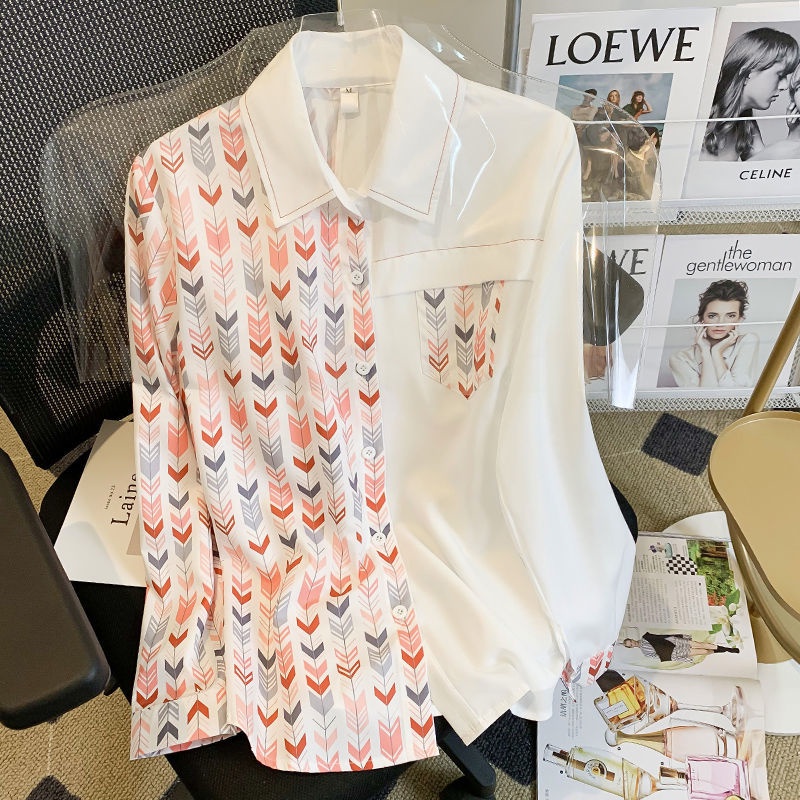 Áo Sơ Mi Tay Dài In Họa Tiết Phong Cách Phương Tây Thời Trang Mùa Thu Cho Nữ