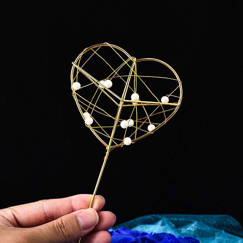 Phụ Kiện Trang Trí Bánh Kem Sinh Nhật Hình Trái Tim Và Bươm Bướm Bằng Sắt Hàn