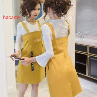 (Thanh lý nghỉ bán) Bộ yếm vàng và áo len trắng