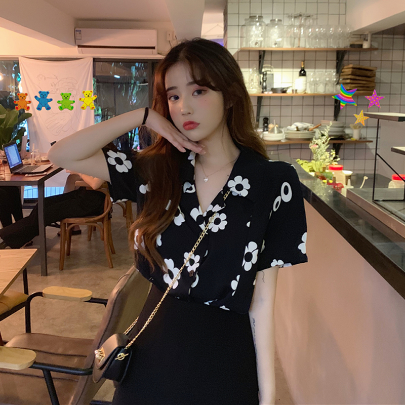 SUXI Áo sơ mi tay ngắn dáng rộng phong cách Hàn Quốc thời trang dành cho nữ