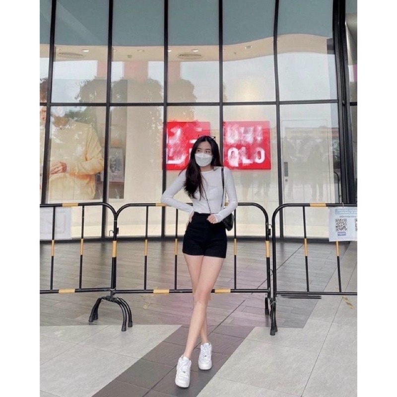 Quần short dance nữ vải umi co giãn nâng mông, Quần đùi cạp cao chất siêu mịn mát cực xinh