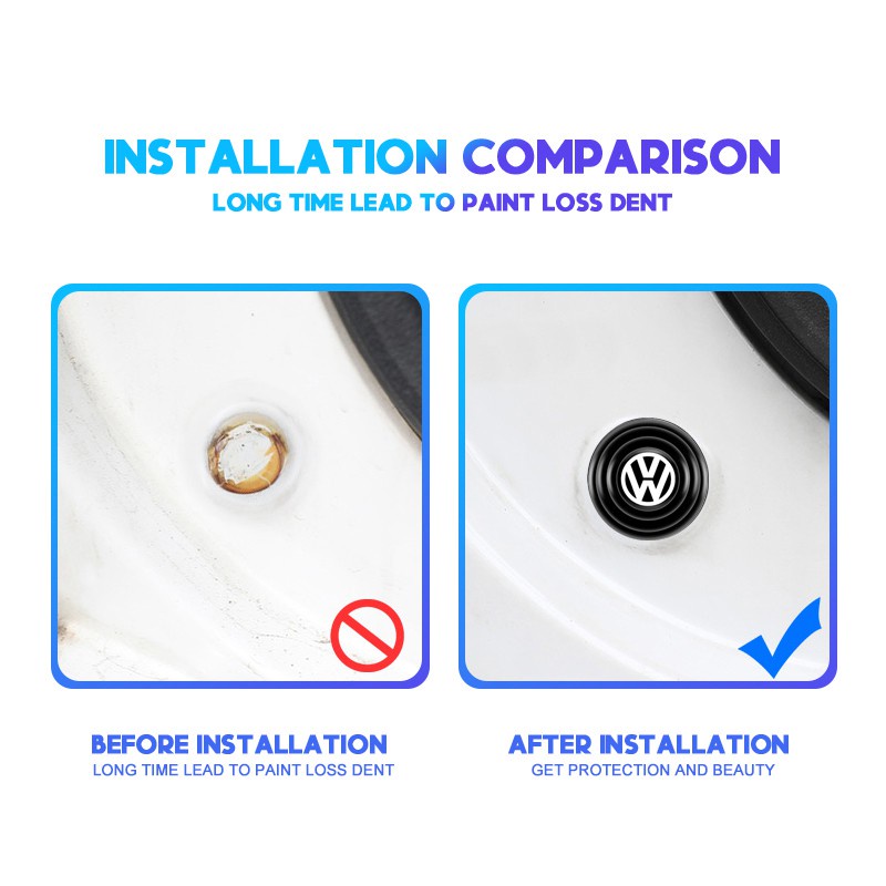 Bộ 4/8/12 Miếng Dán Cửa Xe Hơi Chống Sốc Bằng Silicon Cho Volkswagen Golf Tiguan GTI Touareg Touran Passat