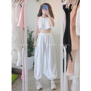 ❣❣sét áo croptop phối quần jogger trắng