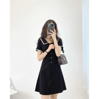 (FREESHIP) Đầm đen viền đỏ trắng 7281 ulzzang