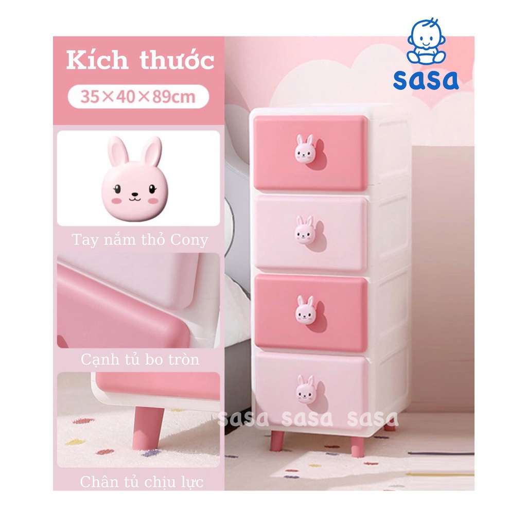 Tủ ngăn kéo nhiều tầng gấu Brown &amp; Cony có cả 3 - 4 - 5 tầng - Kệ tủ đựng đồ chơi, quần áo, vật dụng cho bé