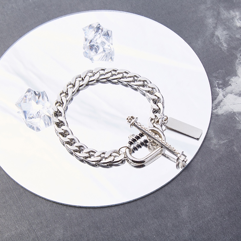 Vòng Tay Thép Titan Thiết Kế Chuỗi Xích Thời Trang Đường Phố Cá Tính Cho Nam