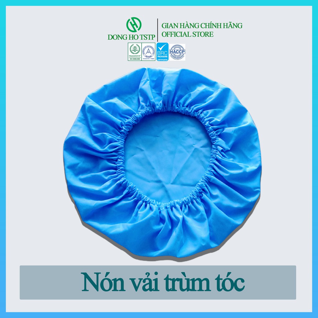 Nón vải trùm tóc cao cấp bảo hộ lao động chất lượng cao màu xanh biển và trắng