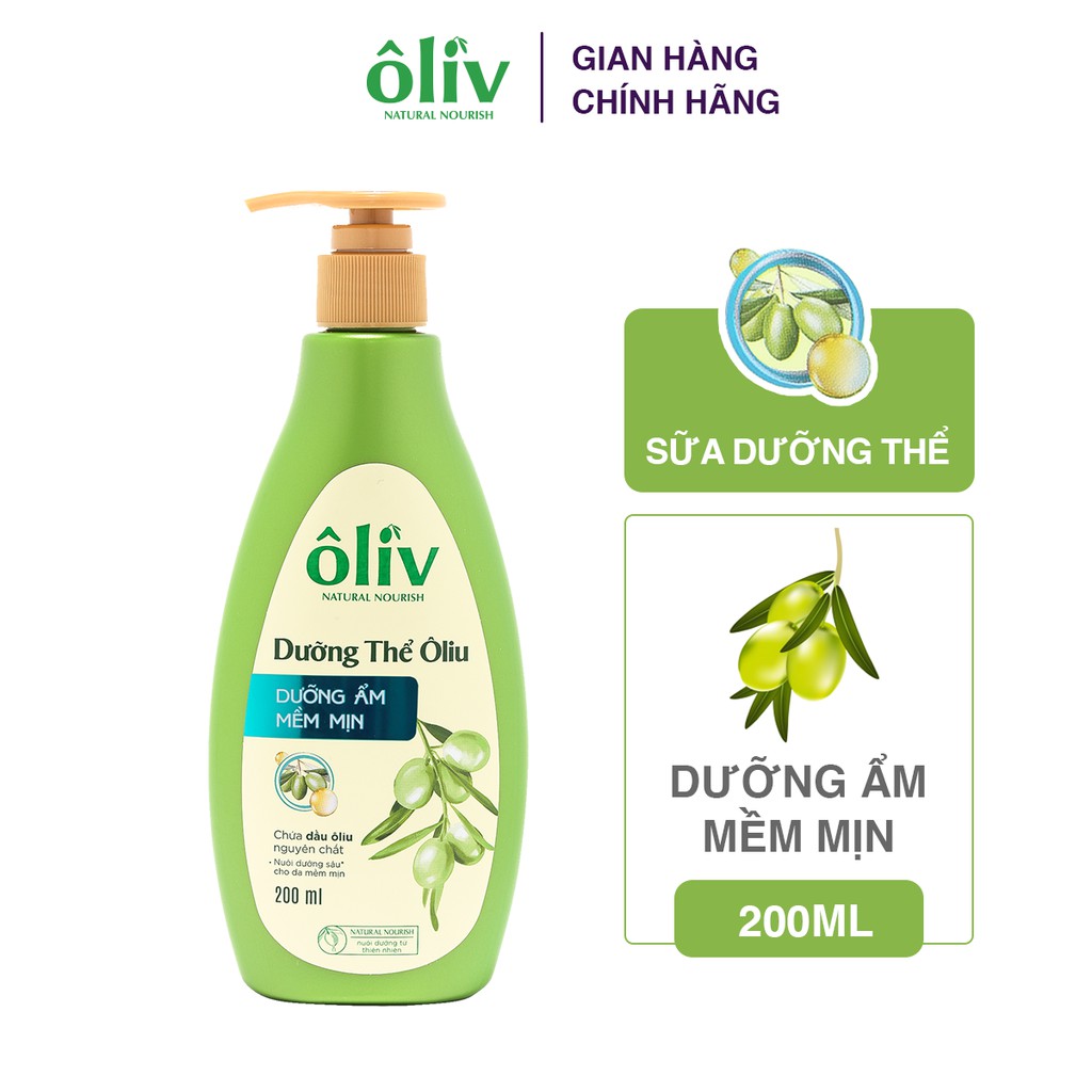 Combo Sữa tắm Ôliv và Sữa dưỡng thể Ôliv dưỡng ẩm mềm mịn 250ml/chai + 200ml/chai