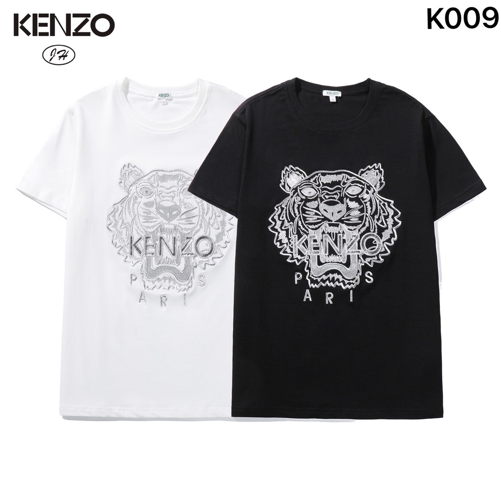 Áo Thun Tay Ngắn Cổ Tròn Thêu Hình Đầu Hổ Kenzo Chất Liệu 100% Chính Hãng Dành Cho Nam Và Nữ