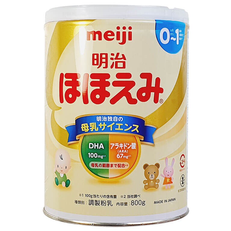 Sữa bột Meiji lon, sữa công thức pha sẵn cho bé Nhật Bản 800g