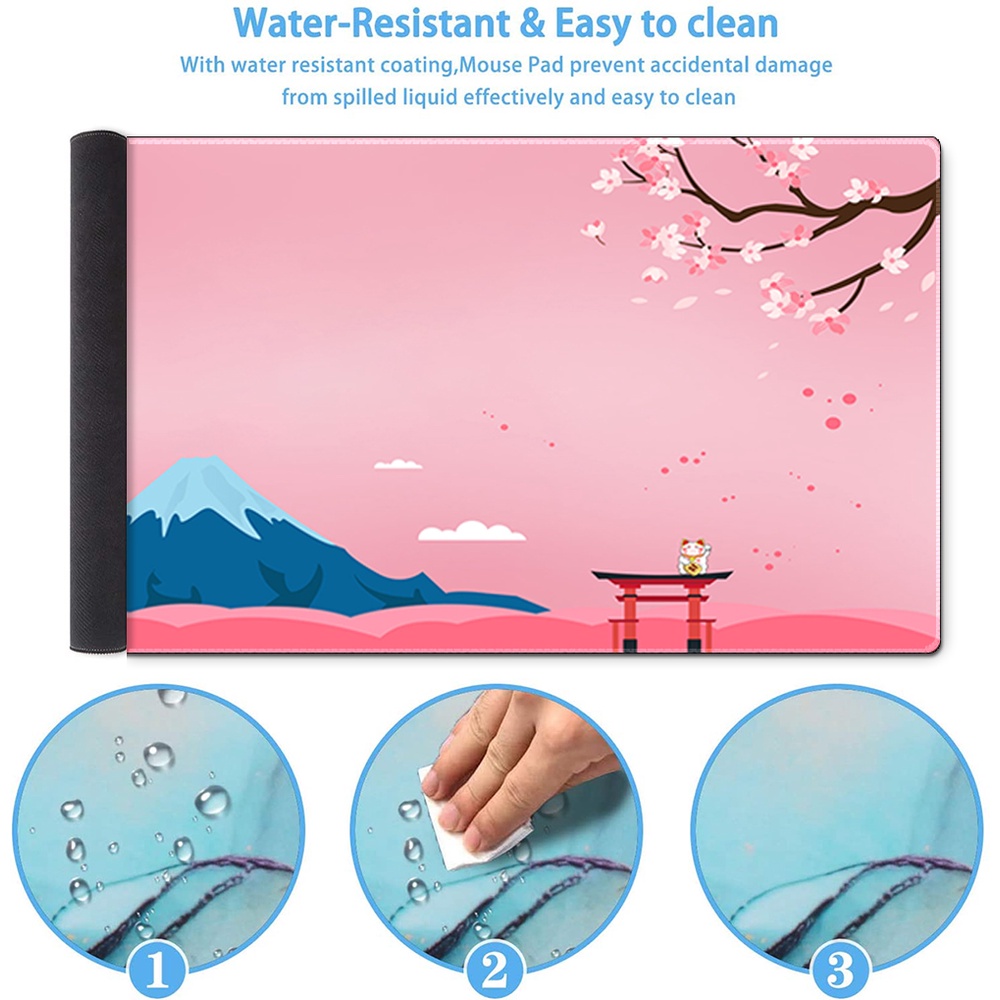 Tấm lót chuột cỡ lớn họa tiết hoa anh đào màu hồng phong cách Nhật Bản đáng yêu
