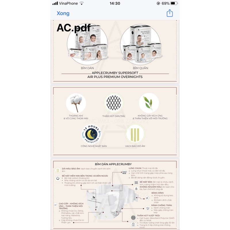 (1 MIẾNG) Bỉm dán/quần APPLECRUMBY AIRPLUS nội địa Malaysia cao cấp chính hãng