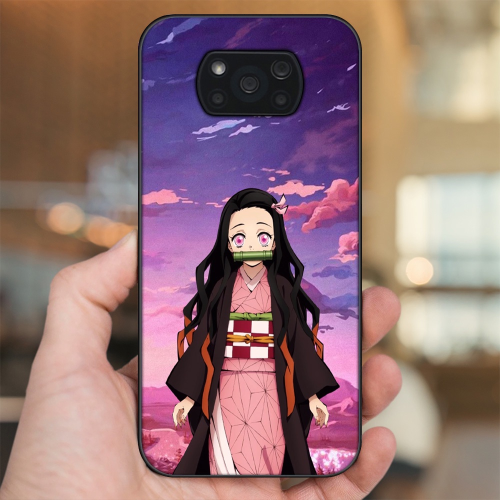 Ốp lưng Xiaomi Poco X3, Poco X3 Pro, Poco X3 NFC viền đen in hình Nezuko Kimetsu no Yaiba