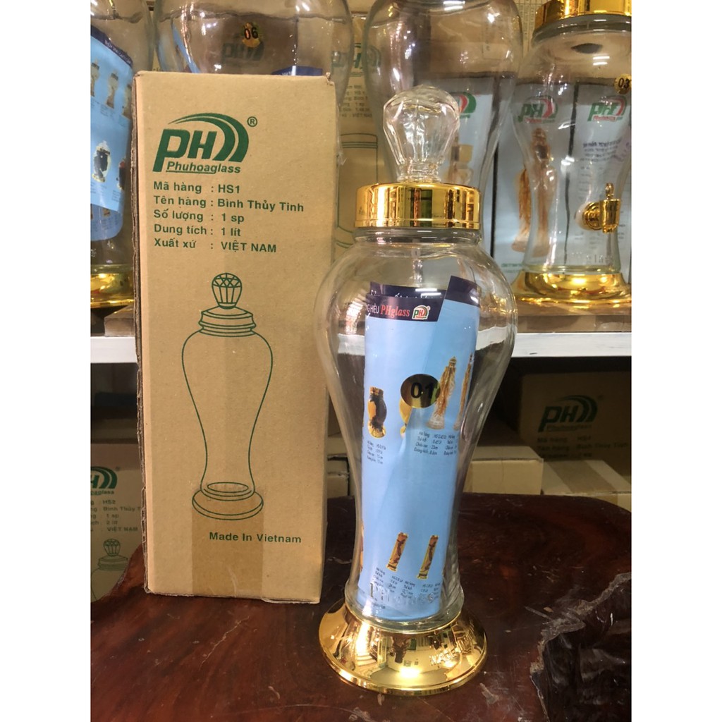 Bình Thủy Tinh Và Hũ Thủy Tinh Ngâm Rượu Phú Hòa Glass Bình 1L