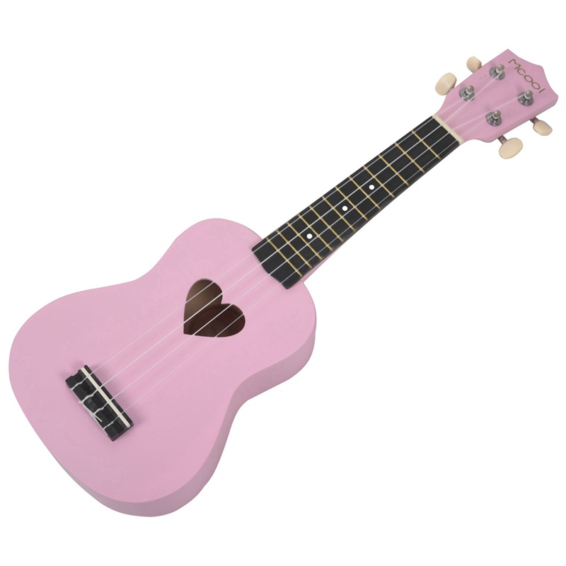 Đàn Ukulele Soprano 4 Dây Mini 21 Inch Hình Trái Tim Bằng Gỗ Hồng