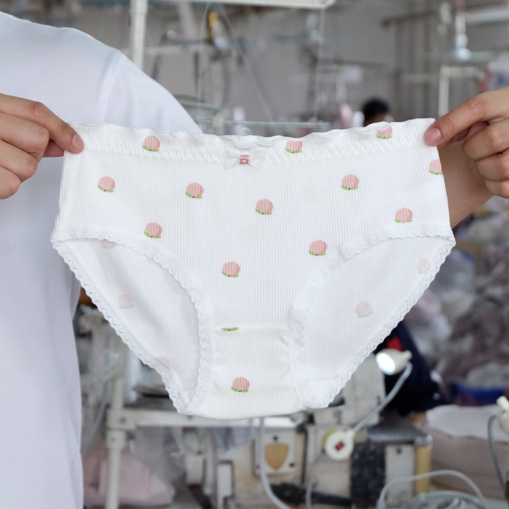 Set 4 Quần Lót cotton Họa Tiết Trái Đào Dành Cho Nữ