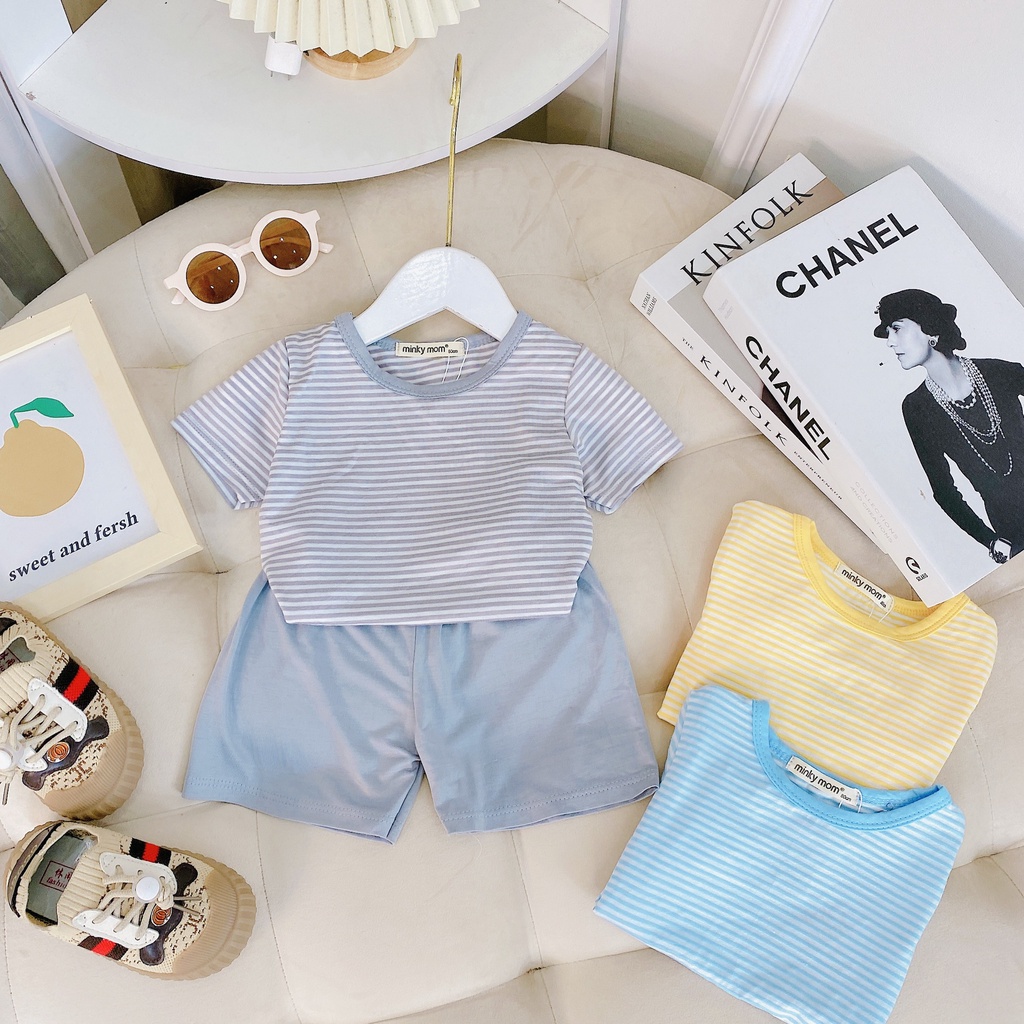 Đồ bộ MINKY MOM size đại cho bé trai bé gái cộc thun sọc, quần áo trẻ em monky mặc nhà cho bé 1 2 3 4 5 6 7 tuổi BC001