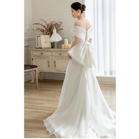 🔥BIGSIZE 40-90KG🔥🔥QUẢNG CHÂU🔥 Đầm Cưới Dáng Dài Chất Liệu Satin Màu Trắng Thiết Kế Đơn Giản Thời Trang Theo Phong Cá