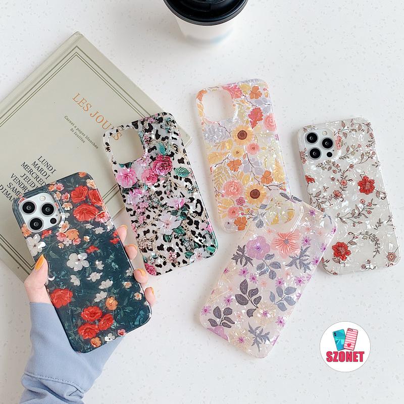 Ốp Điện Thoại IMD Cứng Chống Rơi In Hoa Sang Trọng Cho iPhone 14 13 12 11 Pro Max Mini X XS XR 8 7 Plus + SE 2020