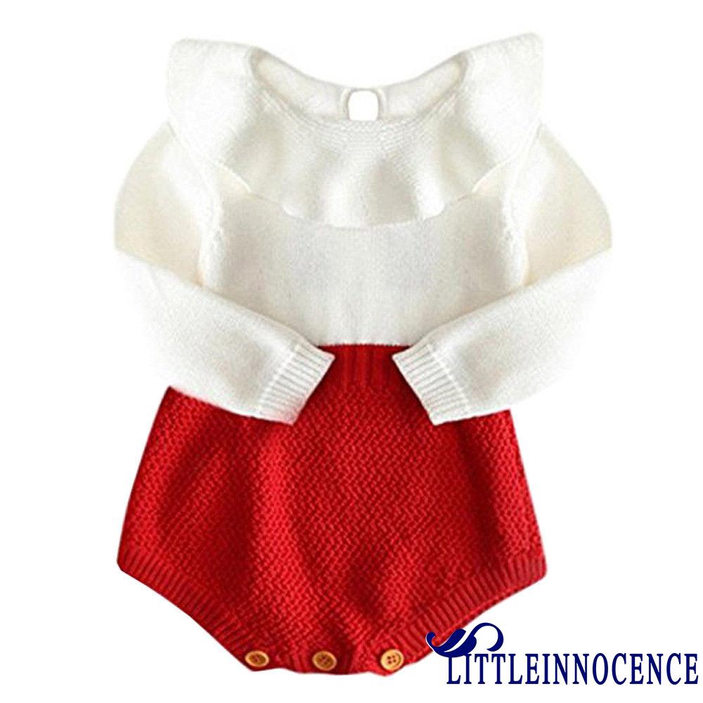 ❤XZQ-Newborn Baby Girls Romper Knitted Ruffle Long Sleeve Jumpsuit Romper Bodysuit Autumn Winter Clothes