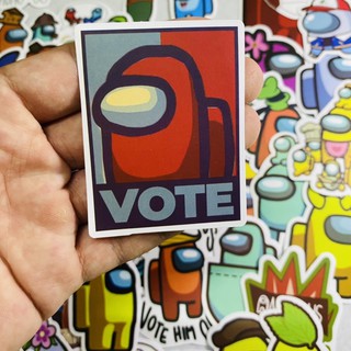 STICKER AMONG US pvc vinyl nhám chống thấm cao cấp hình dán xe, vali, laptop, nón BH, điện thoại..
