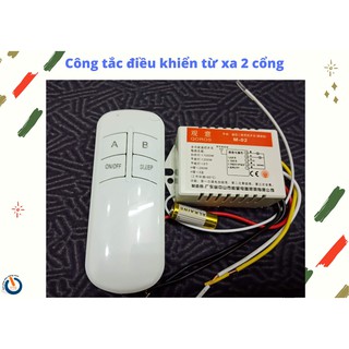 Công tắc điều khiển từ xa RF 2 cồng độc lập  màu Trắng Kèm Pin Remote