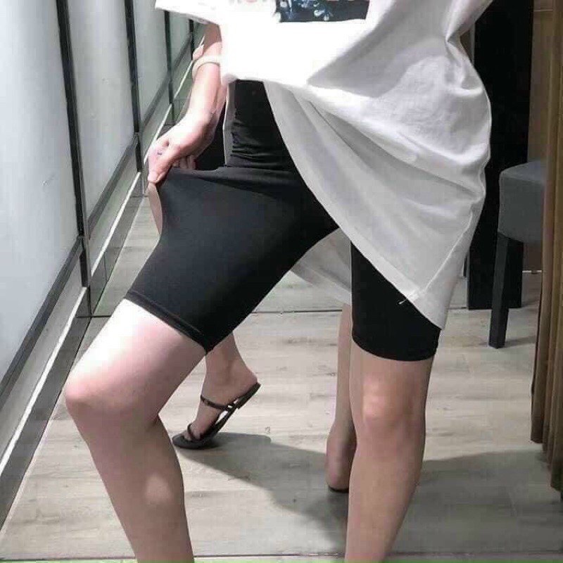 Quần legging nữ lửng nâng mông co dãn 4 chiều biker nữ, Quần đùi ngố đồ mặc nhà tập gym yoga