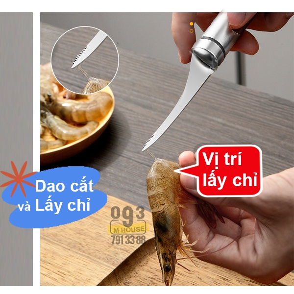 Kìm Kẹp Tôm Inox, Dụng Cụ Lấy Chỉ ,Kẹp Tách Vỏ Hải Sản Inox, Dao Cắt Thịt Rau Củ Quả