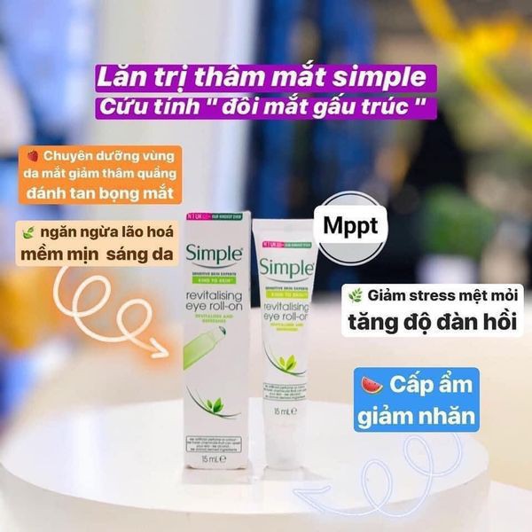 Lăn Dưỡng Mắt Simple Kind To Skin Revitalising Eye Roll On 15ml