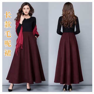 Chân váy dạ dáng dài eo thun
